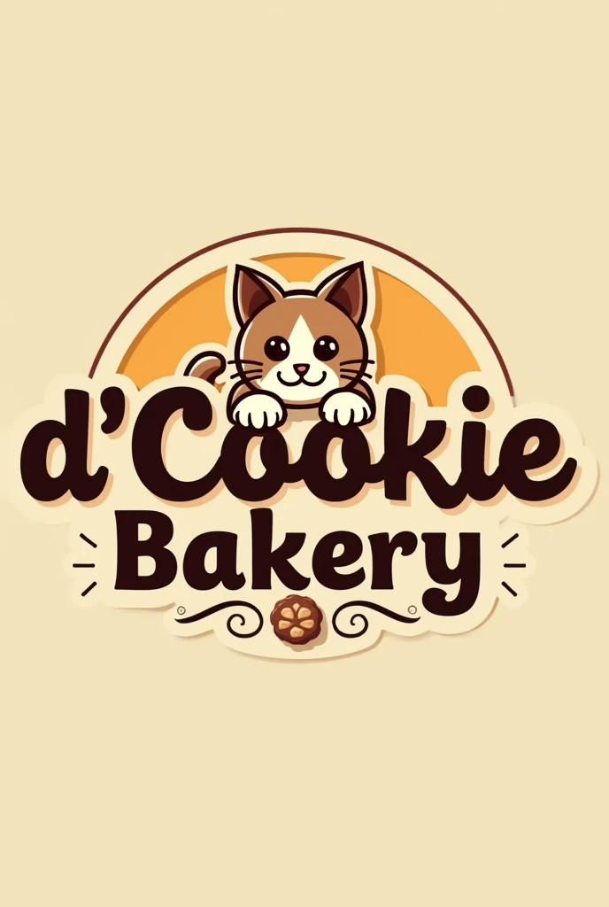 Logo for D'cookie bakery with a cat in the text