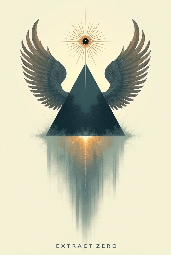 A triangle with an eye, that has wings and an angel's crown and that below the triangle is written EXTRACT ZERO