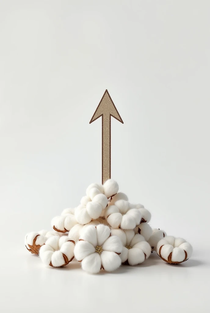 Center of the image: A cotton, represented in its natural form or in its processed form (like cotton balls).
arrow: An arrow coming out of the cotton.
Destino de la arrow: At the end of the arrow, shows products made of cotton such as a polo shirt, screen or shirts.