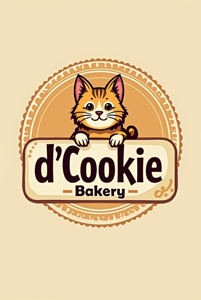 Logo for D'cookie bakery with a cat in the text