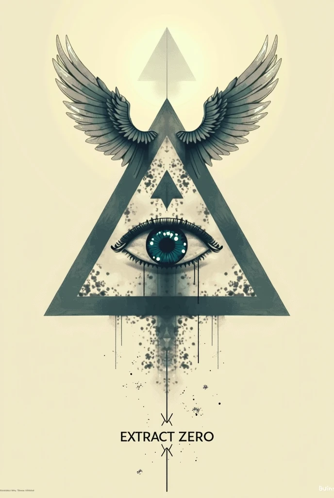 A triangle with an eye, that has wings and an angel's crown and that below the triangle is written EXTRACT ZERO