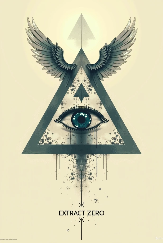 A triangle with an eye, that has wings and an angel's crown and that below the triangle is written EXTRACT ZERO