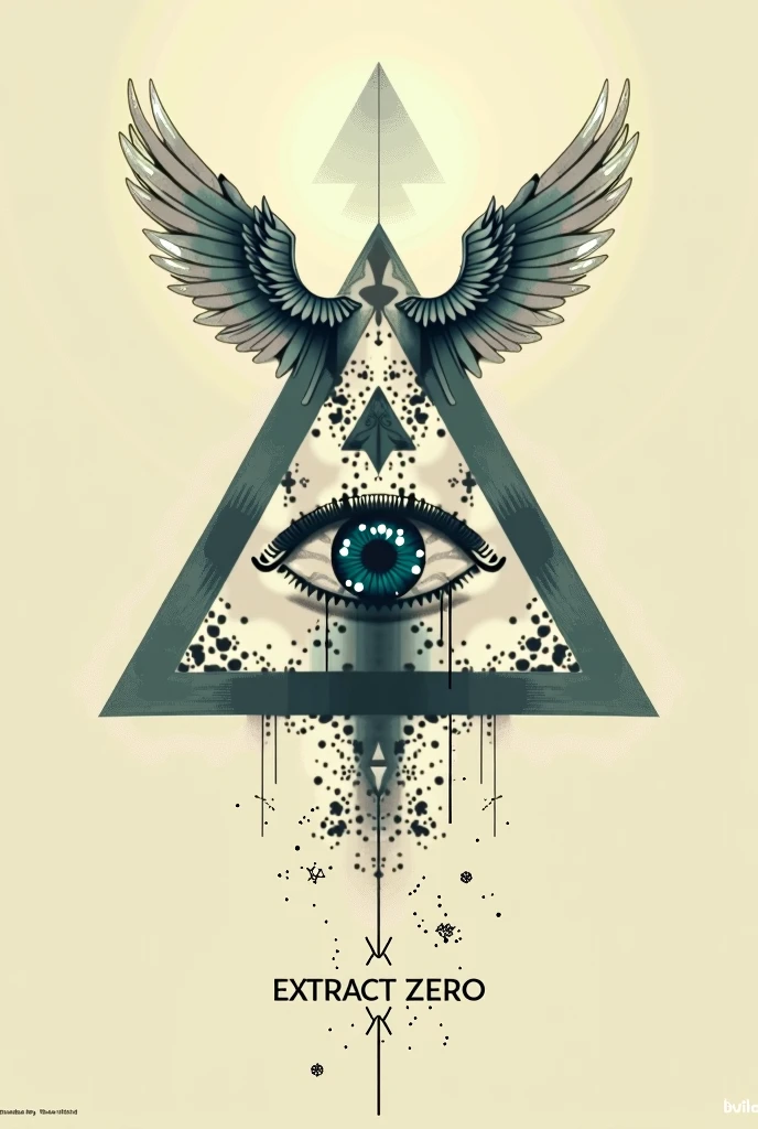 A triangle with an eye, that has wings and an angel's crown and that below the triangle is written EXTRACT ZERO