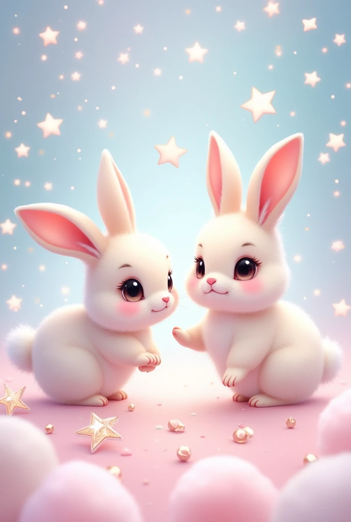 Give me a makeup store logo with bunnies and stars