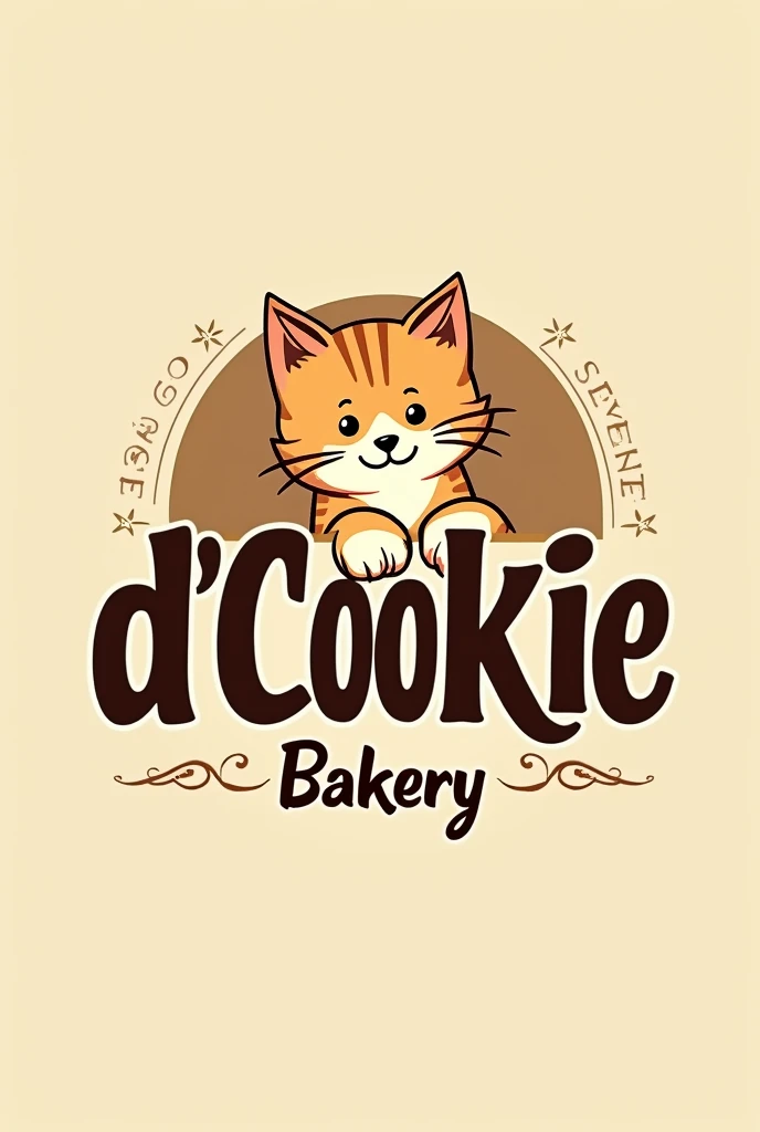 Logo for D'cookie bakery with a cat in the text