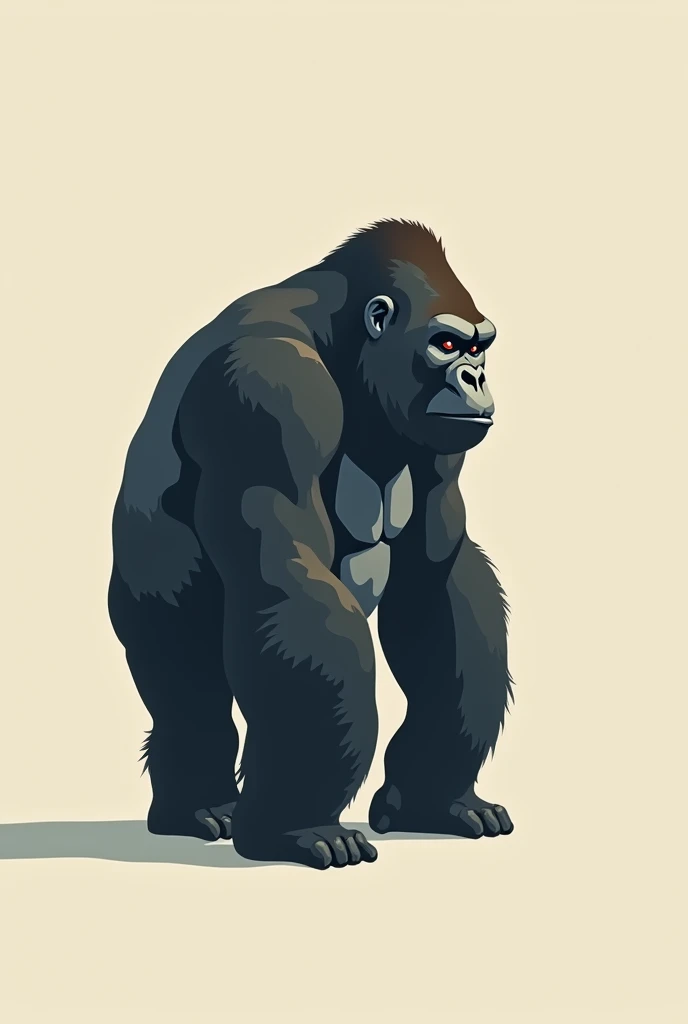 Black Gorilla mascot clapping his hands on his chest and with green eyes and a white background