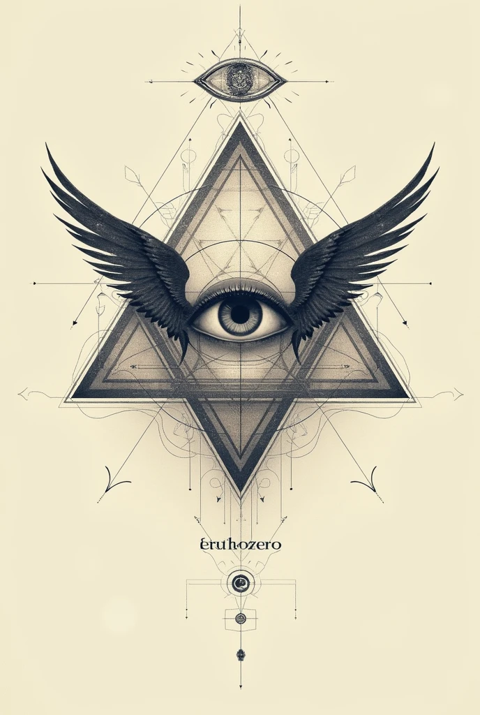 triangle with one eye, that has wings and an angel's crown and that below the triangle is written EXTRACT ZERO