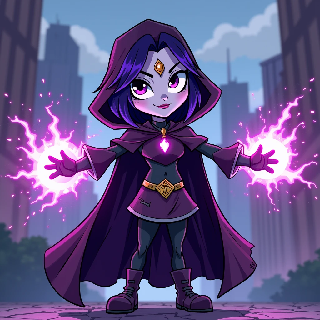 Cartoon design of Raven in Teen Titans