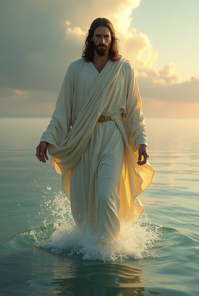 Jesus walked on water with a half-human, half-alien face