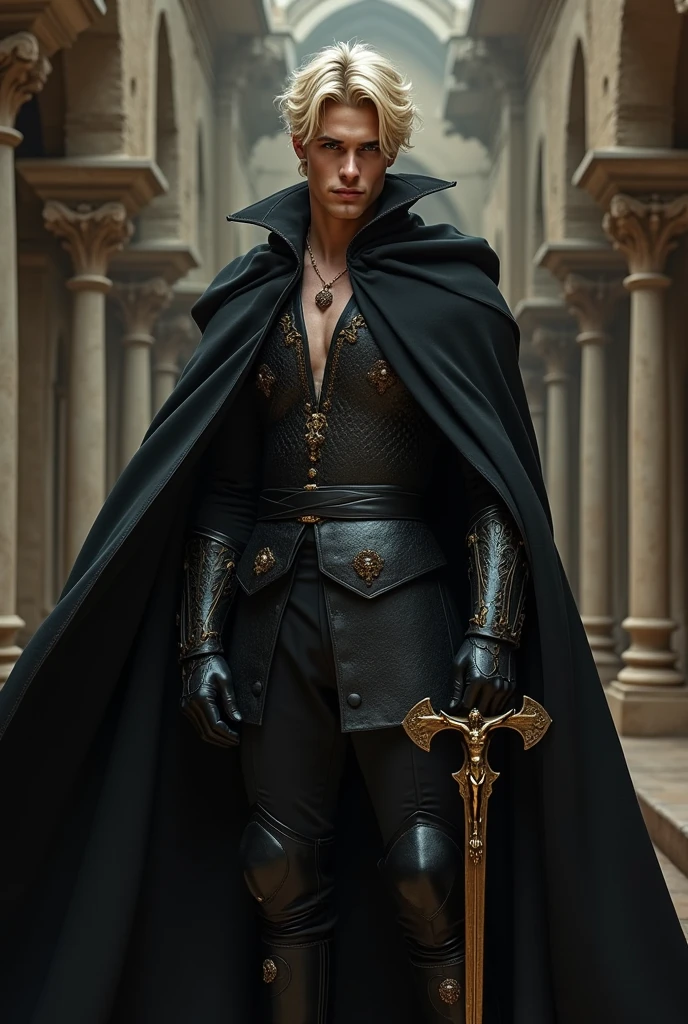 An incredibly handsome and masculine toreador vampire, he is blond and is a knight templar, He is a 5th generation vampire therefore very powerful, he has a beautiful crucifix that is always with him and a cape