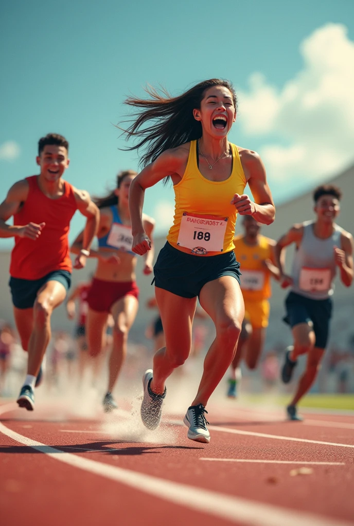 athletes of various sports running euphoric photography