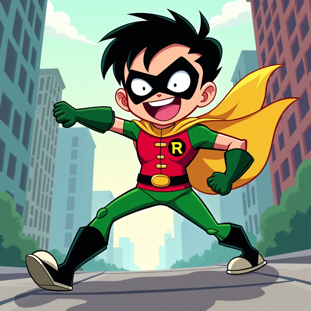 Very cool cartoon design of Robin in Teen Titans