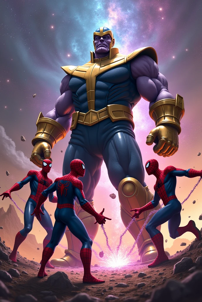 Thanos vs 3 spider men 