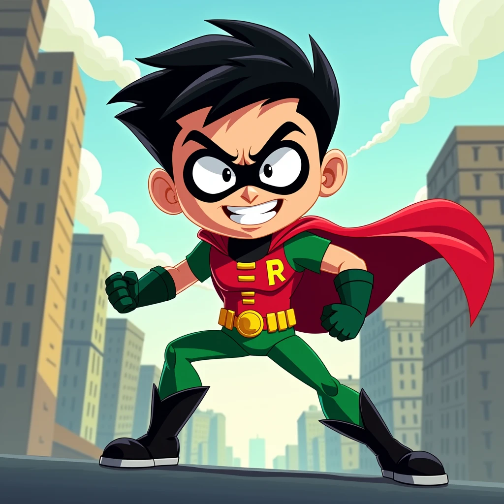 Very cool cartoon design of Robin in Titans