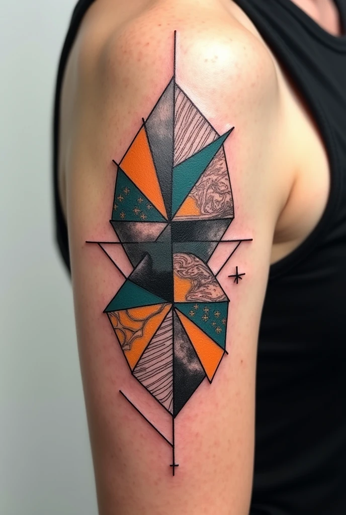 Black and white minimalist tattoo design of a sun its rays are made of fire flames