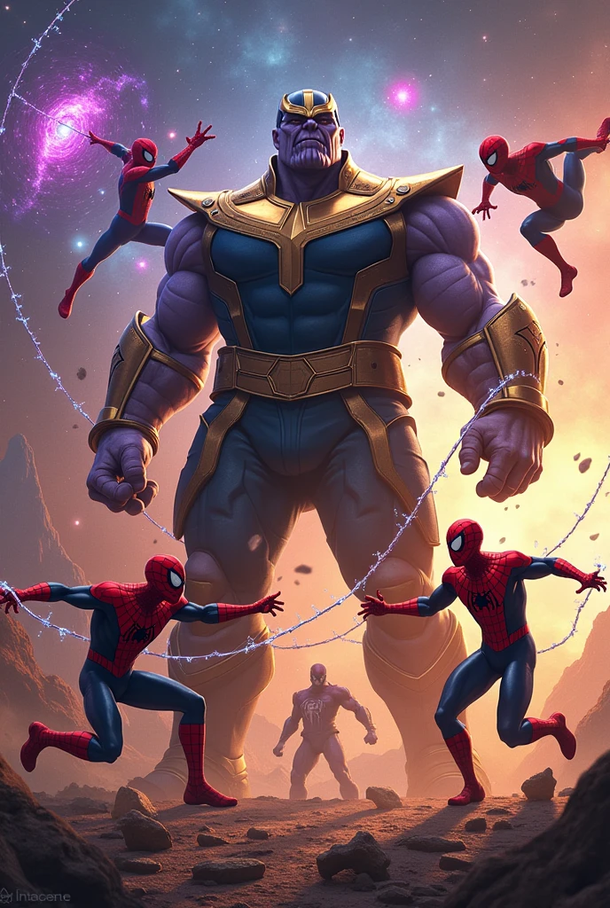 Thanos vs 3 spider men