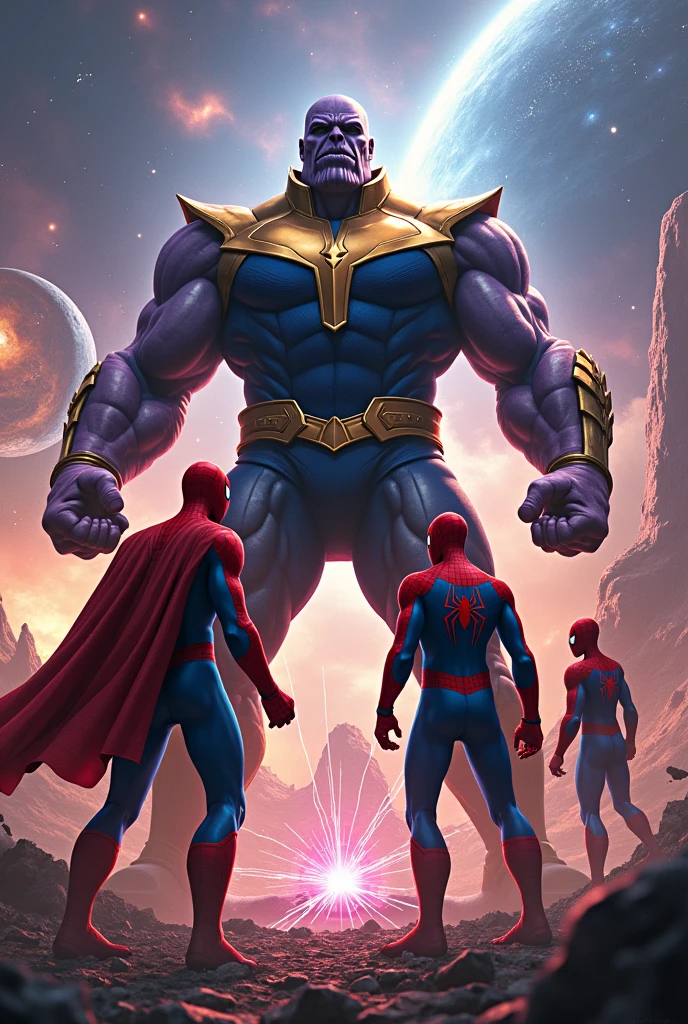 Thanos vs 3 spider men 