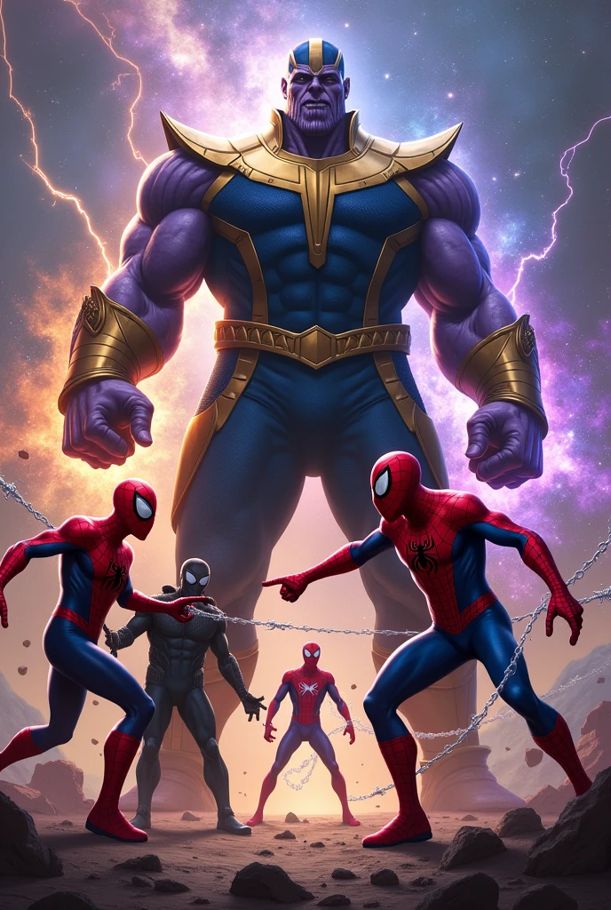 Thanos vs 3 spider men