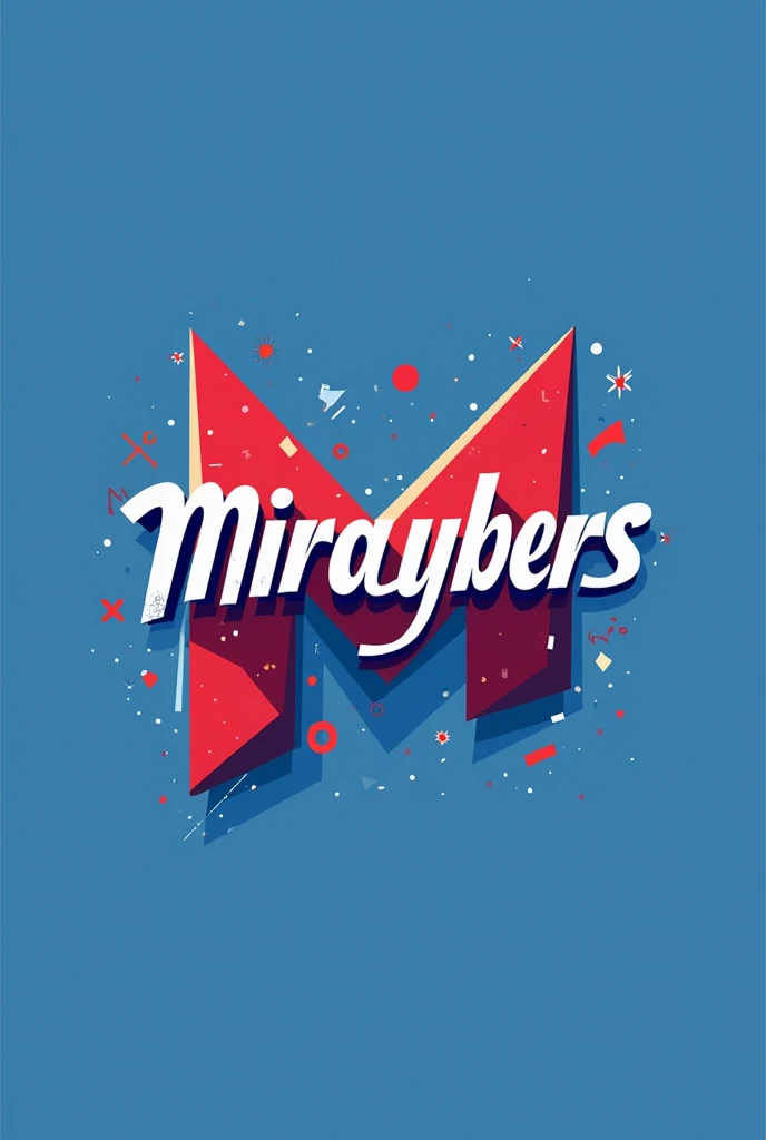 Make a round and creative logo in red colors, white and azure, escrito MiraCybers . Create an impactful and eye-catching logo . O nome do grupo é MiraCybers