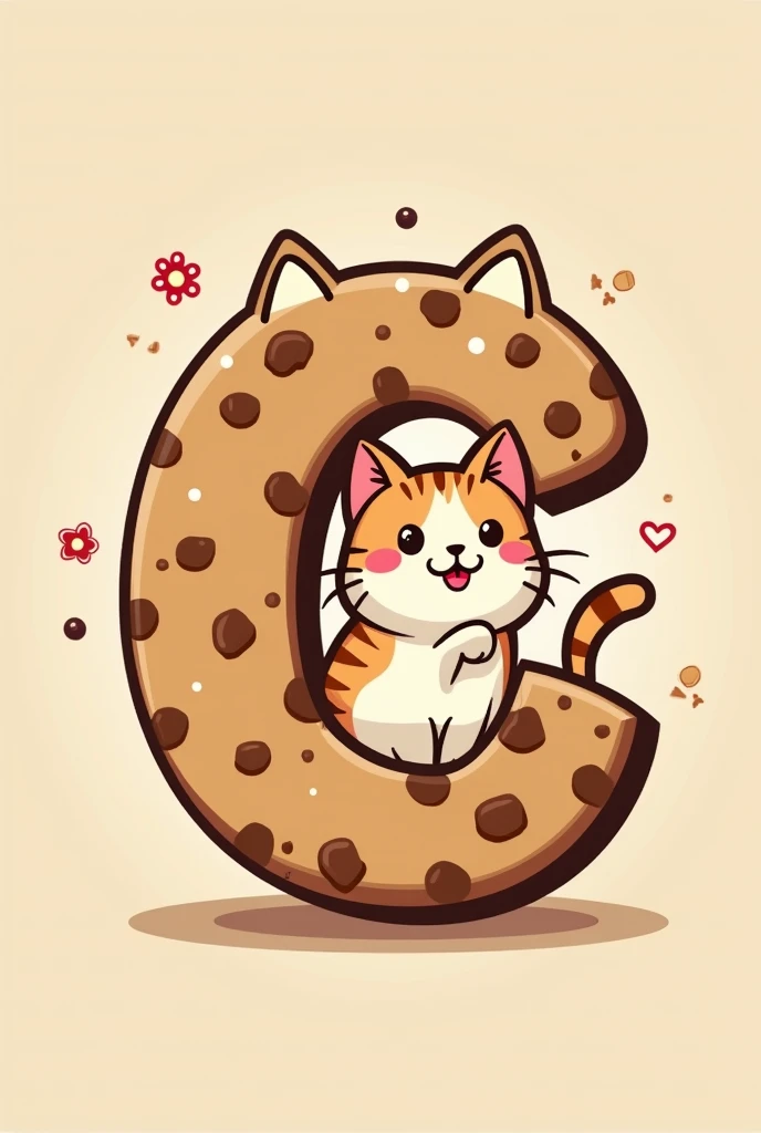 Isologo for D'cookie bakery and one letter is a cat