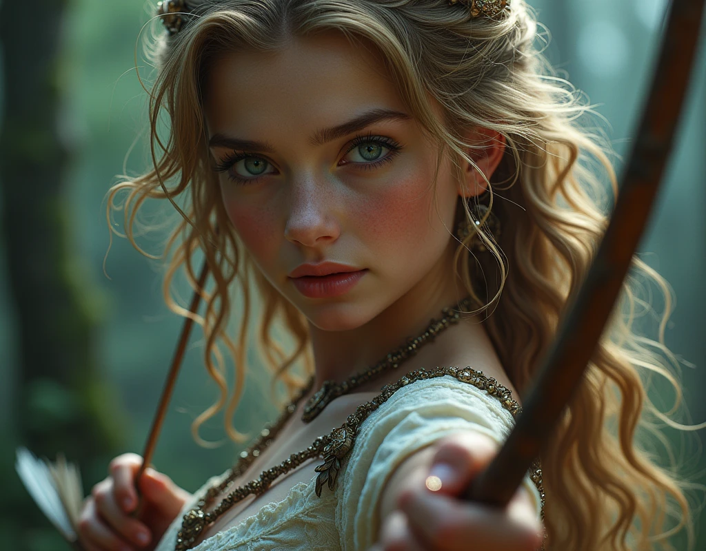a beautiful young girl,a centaur disguise,she has a intricate fake centaur lower body attached at her waist,bow and arrow,sensuous,detailed face,beautiful eyes,beautiful lips,long eyelashes,elegant posture,serene expression,intricate centaur lower body,realistic textures,3d render,award winning digital art,vibrant colors,dramatic lighting,cinematic composition,fantasy art,photorealistic,studio lighting, ultra-detailed, (Full body photo)、(Realistic)、(masterpiece)、(Highest quality)、(High resolution:1.37)、(8k)、(Perfect Anatomy:1.4)、View your viewers