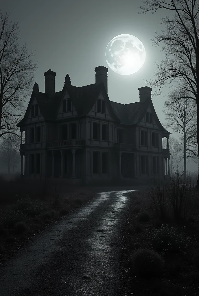I want old pictures of big houses that have been burnt down (night time)