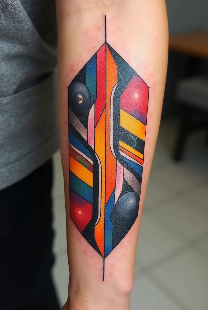Tattoo of the tile mosaics of the ray movement that starts in the north of Brazil, use featuringo base as imagens desse site https://www.archdaily.featuring.br/br/997637/lightning-that-splits-architecture-between-shards-and-colors-in-the-stop , offwhite,tatoo,preto e offwhite,tatoo pequena,no triceps