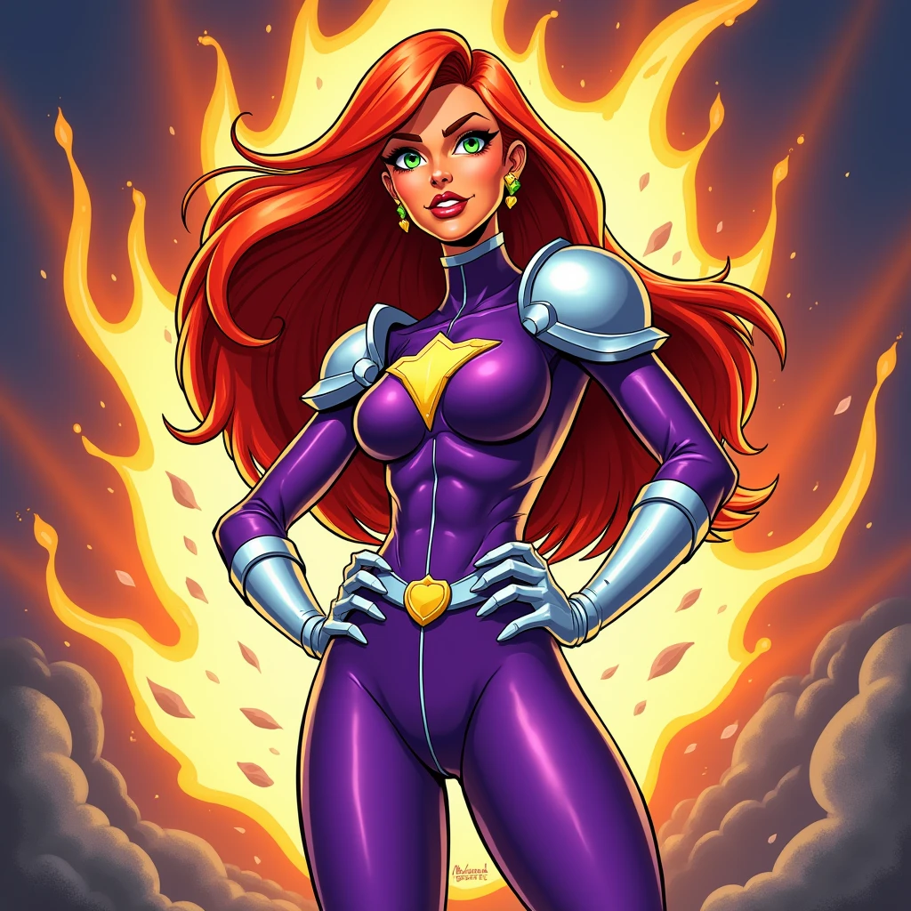 Cool cartoon design of Starfire in Teen Titans