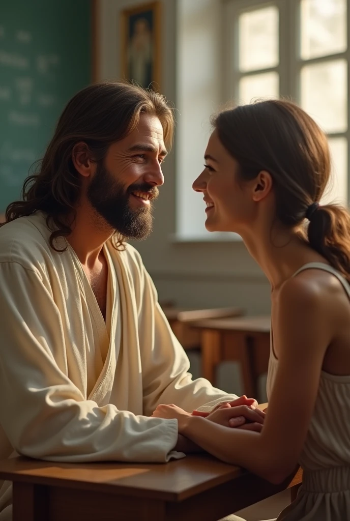 Jesus sitting next to me in the classroom, we are happy with the future plans