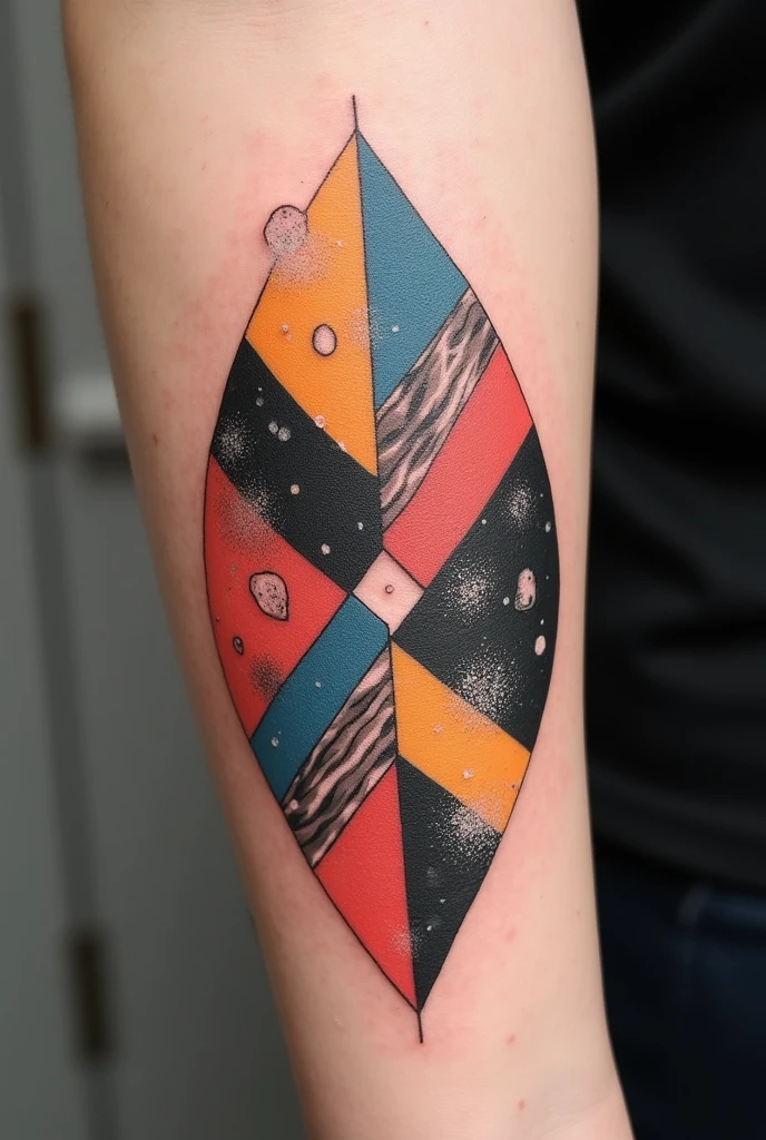 Tattoo of the tile mosaics of the ray movement that starts in the north of Brazil, use featuringo base as imagens desse site https://www.archdaily.featuring.br/br/997637/lightning-that-splits-architecture-between-shards-and-colors-in-the-stop , offwhite,tatoo,preto e offwhite,tatoo pequena,no triceps