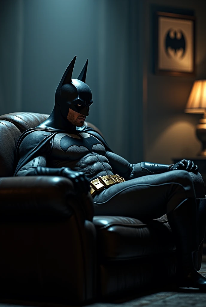A batman lying on the couch