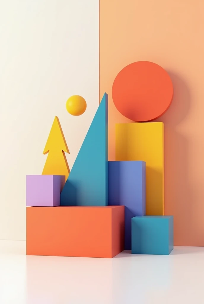 a primitive digital art, abstract geometric shapes, triangles, squares, circles, vibrant colors, minimalist style, 3D render, (best quality,4k,8k,highres,masterpiece:1.2),ultra-detailed,(realistic,photorealistic,photo-realistic:1.37),HDR,UHD,studio lighting,vivid colors
