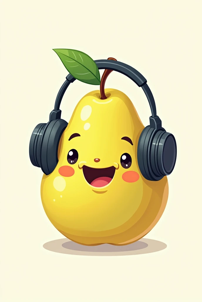 logotype, pear fruit with a smile, usando headset gamer