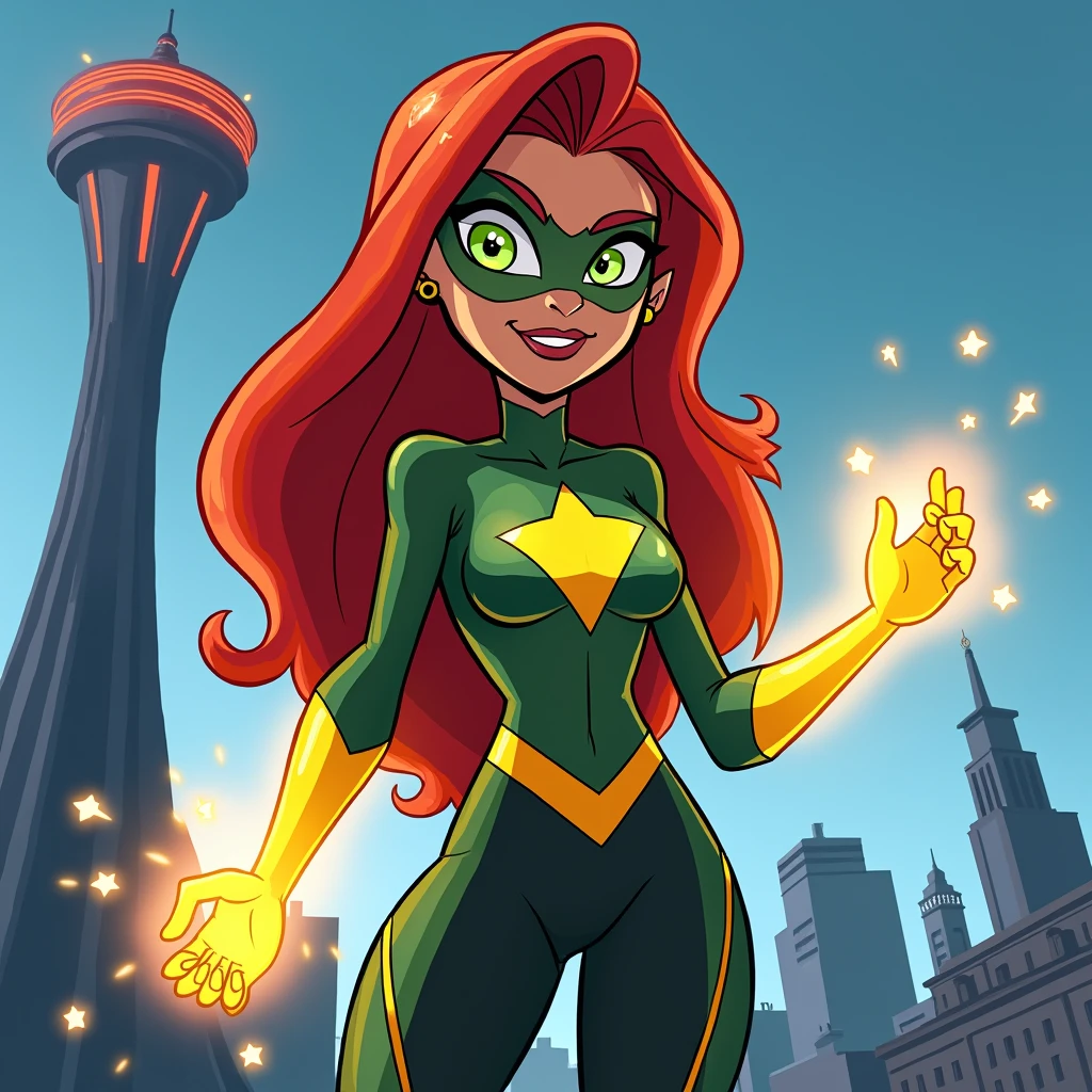 Cool cartoon design of Starfire in Titans without sexy body