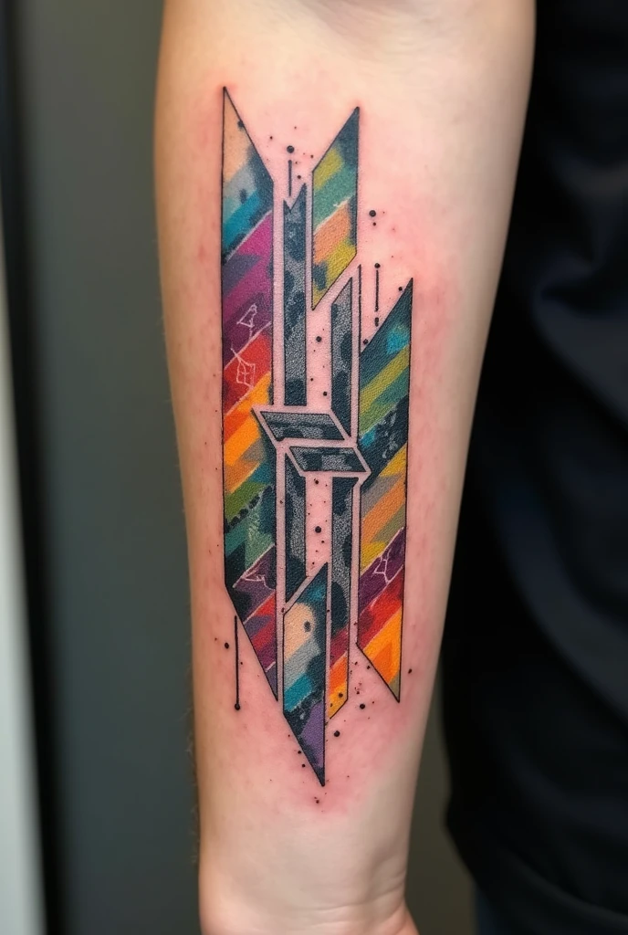Tattoo of the tile mosaics of the ray movement that starts in the north of Brazil, use featuringo base as imagens desse site https://www.archdaily.featuring.br/br/997637/lightning-that-splits-architecture-between-shards-and-colors-in-the-stop , offwhite,tatoo,preto e offwhite,tatoo pequena,no triceps