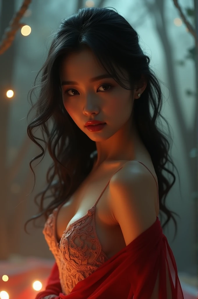 A very sexy Korean girl with a seductive body doing polish