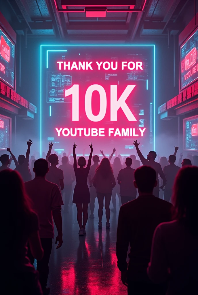 \imagine, youtube 10 k subscriber complete with celebrate, Thank you for 10k YouTube family will be written on the back wall. Boy