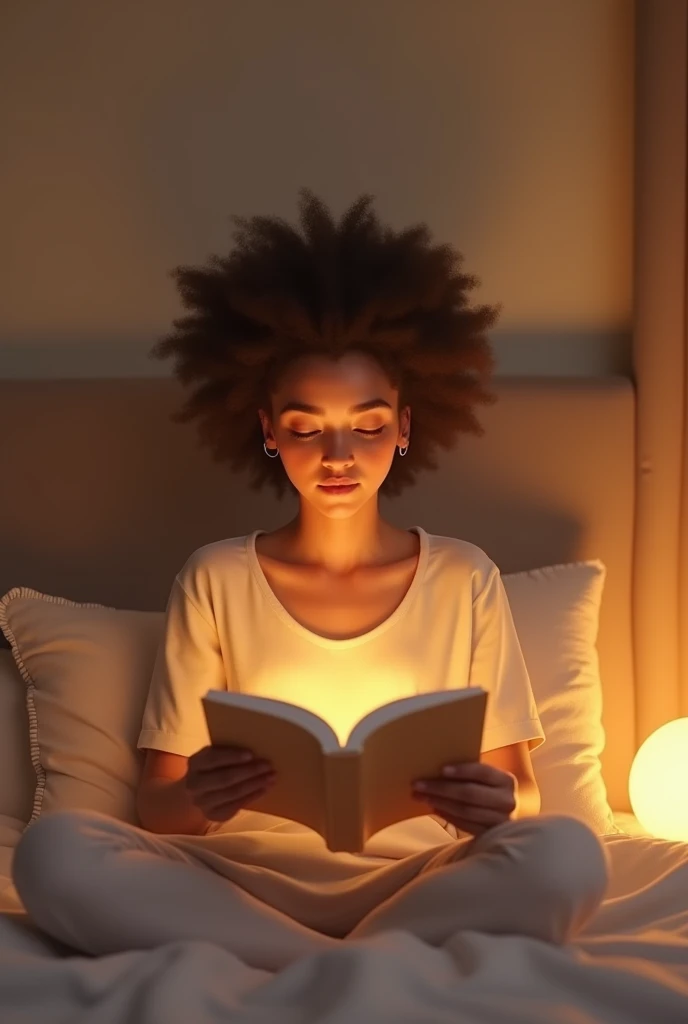 outline: Draw a person waking up with a look of renewal and hope, holding an eBook in your hands.
detaileds: Include a background with soft light and warm tones. Add text like “Discover How to Overcome Anxiety – Download Our eBook Now”!” with an arrow pointing to the eBook.