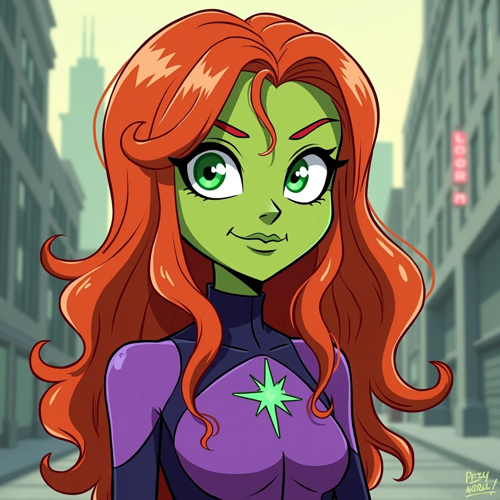 Gamora,pele verde , cabelo multicolorido,olhos vermelhos, sorriso, looking back,
alien planet, (incrivelmente detalhado, lindo rosto detalhado,lindos olhos detalhados, Obra de arte, melhor qualidade)