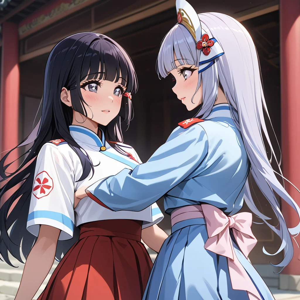 ((Highest quality)), ((masterpiece)), (detailed), （Perfect Face）、The woman is Reika Aoki with semi-long hair、The woman is a member of the North Korean pleasure squad, and wears a charming North Korean traditional dress and dances for the general, making him fall in love with her.