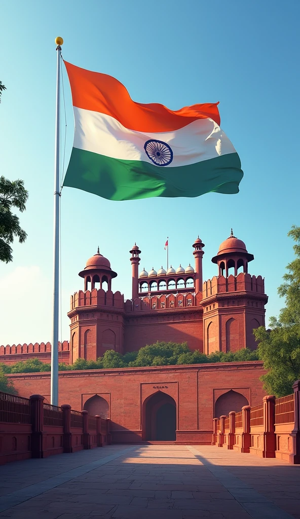 Red fort Indian flag