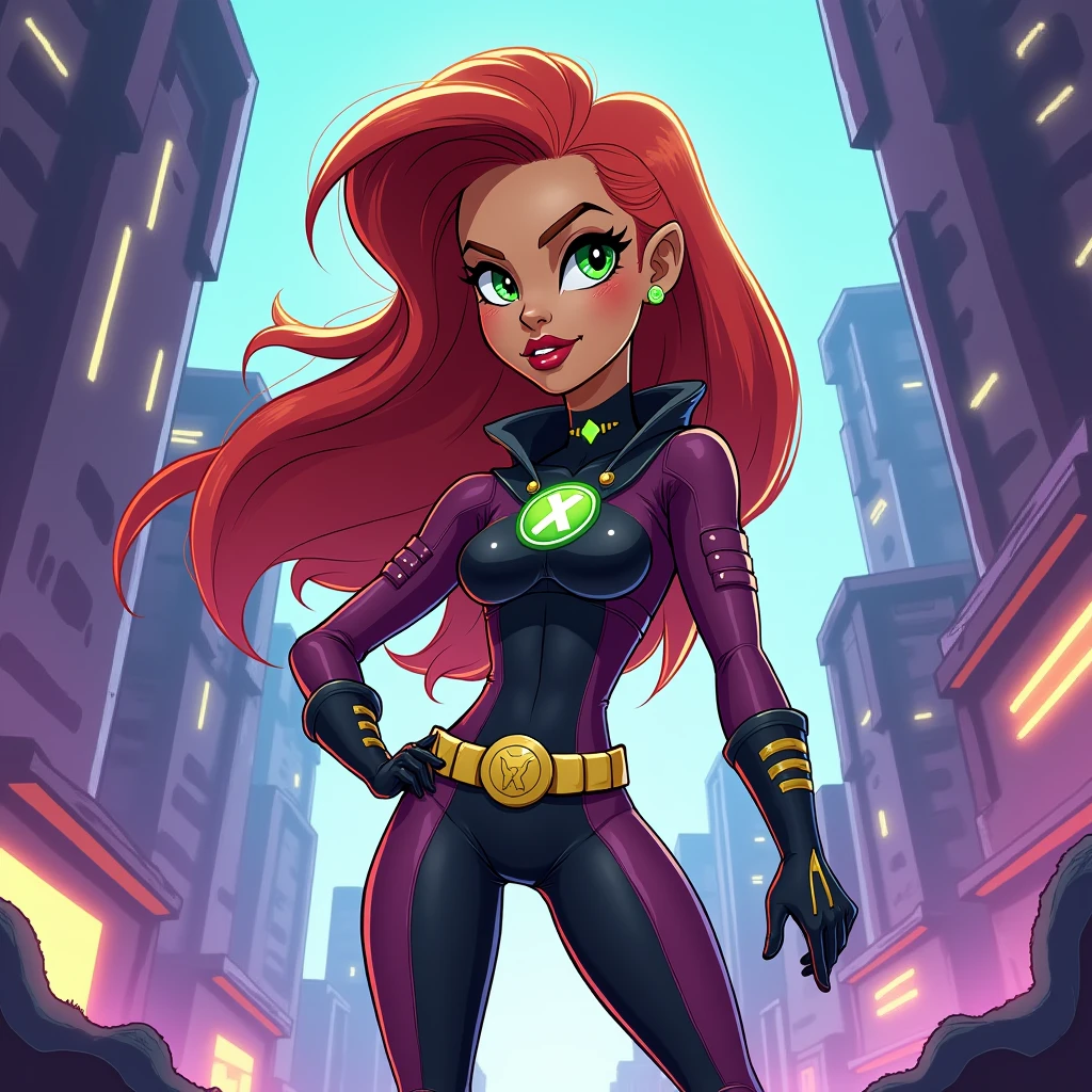 Cool cartoon design of Starfire in Teen Titans without sexy body and pink dress