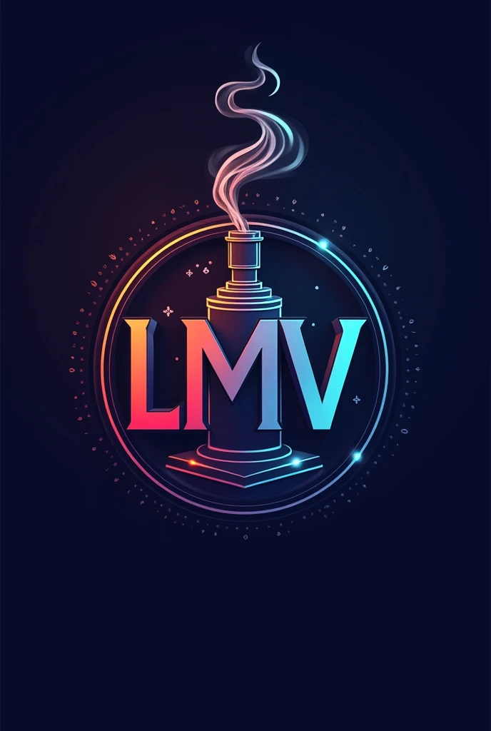 Create a logo that says LMV with a vaporizer and add smoke and a circle around it and make it something colorful in a formal way