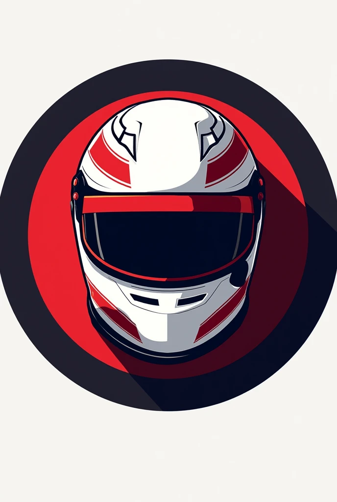 circular crest for football team with a formula 1 helmet in the center in white and red. Simpler
