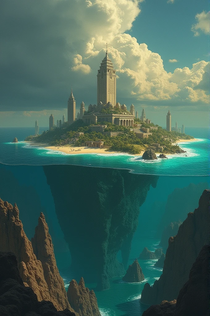 the myth of Atlantis, the legendary island that was said to have been destroyed in a single day and night by a catastrophic event. This sudden and complete destruction serves as a powerful symbol of a catastrophe in both myth and literature.