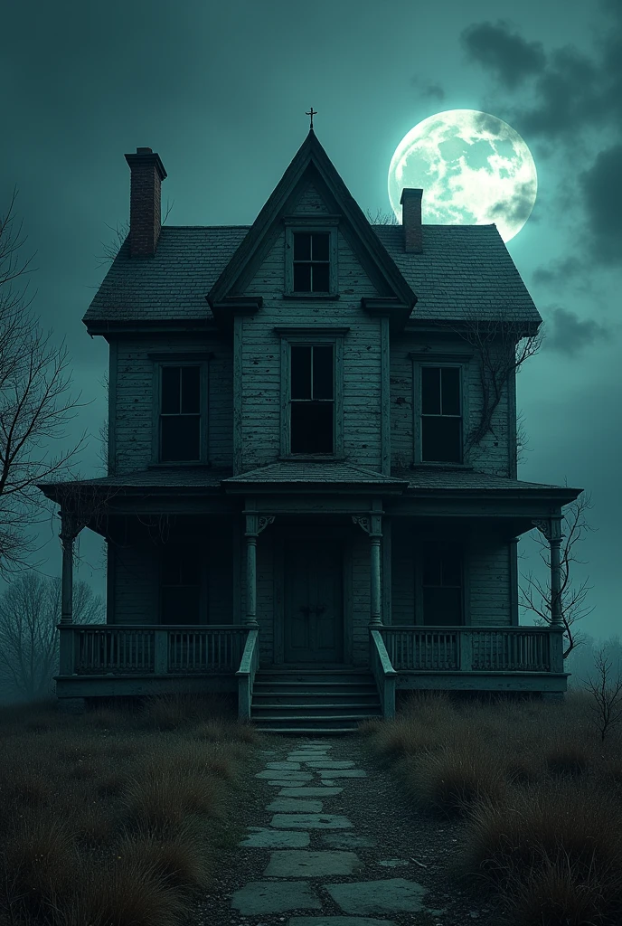 Looking for a picture of an old wrecked house (at night)