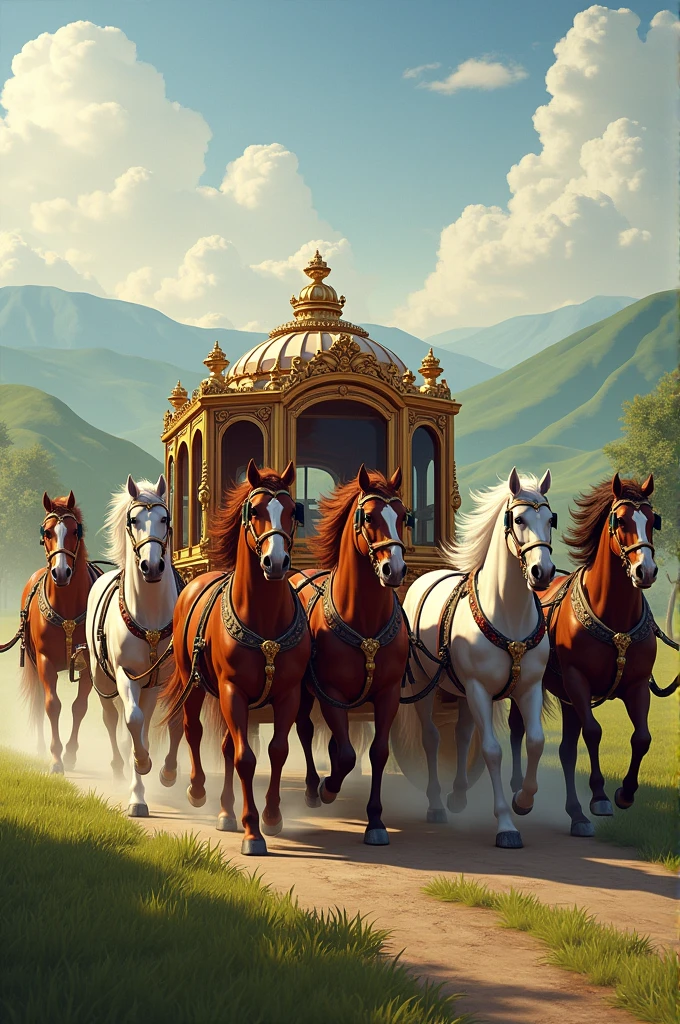 make 7 horses with a carriage