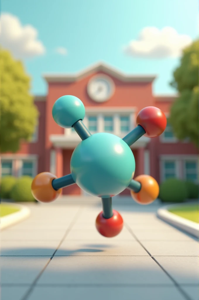 Generate a butane molecule with its hydrogens and carbons that is animated simply and that the molecule is arriving at school