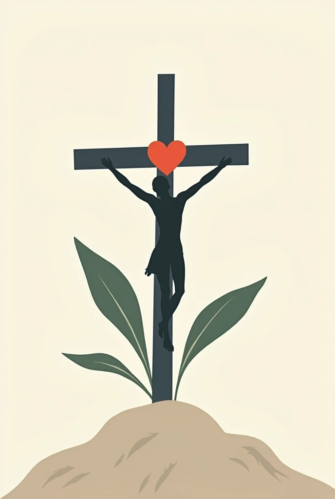 On a cross put a heart, a stylized human figure, a leaf that symbolizes nature and well-being.