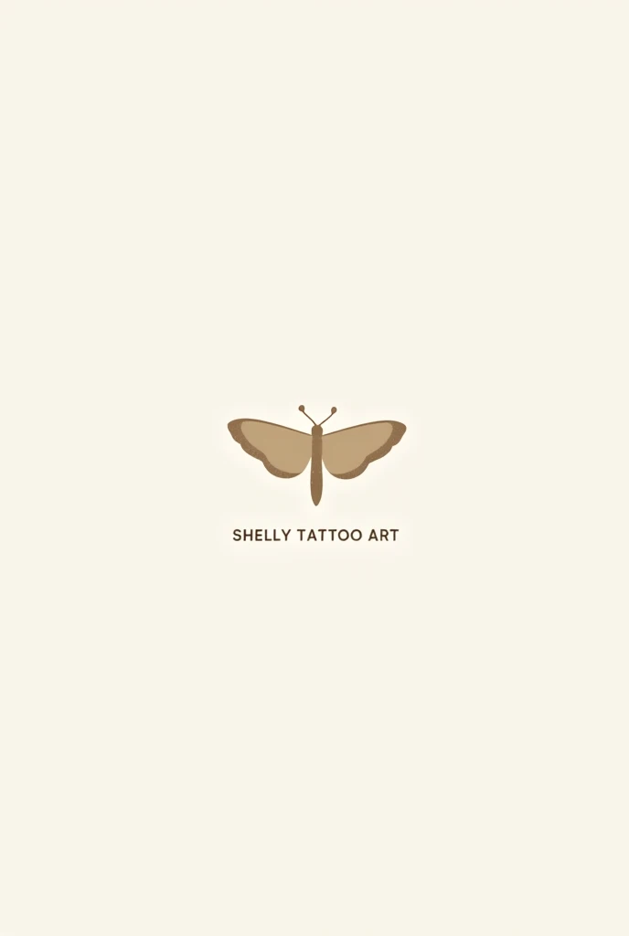 Generate a minimalist logo with the name ShellyTattooArt and a simple moth